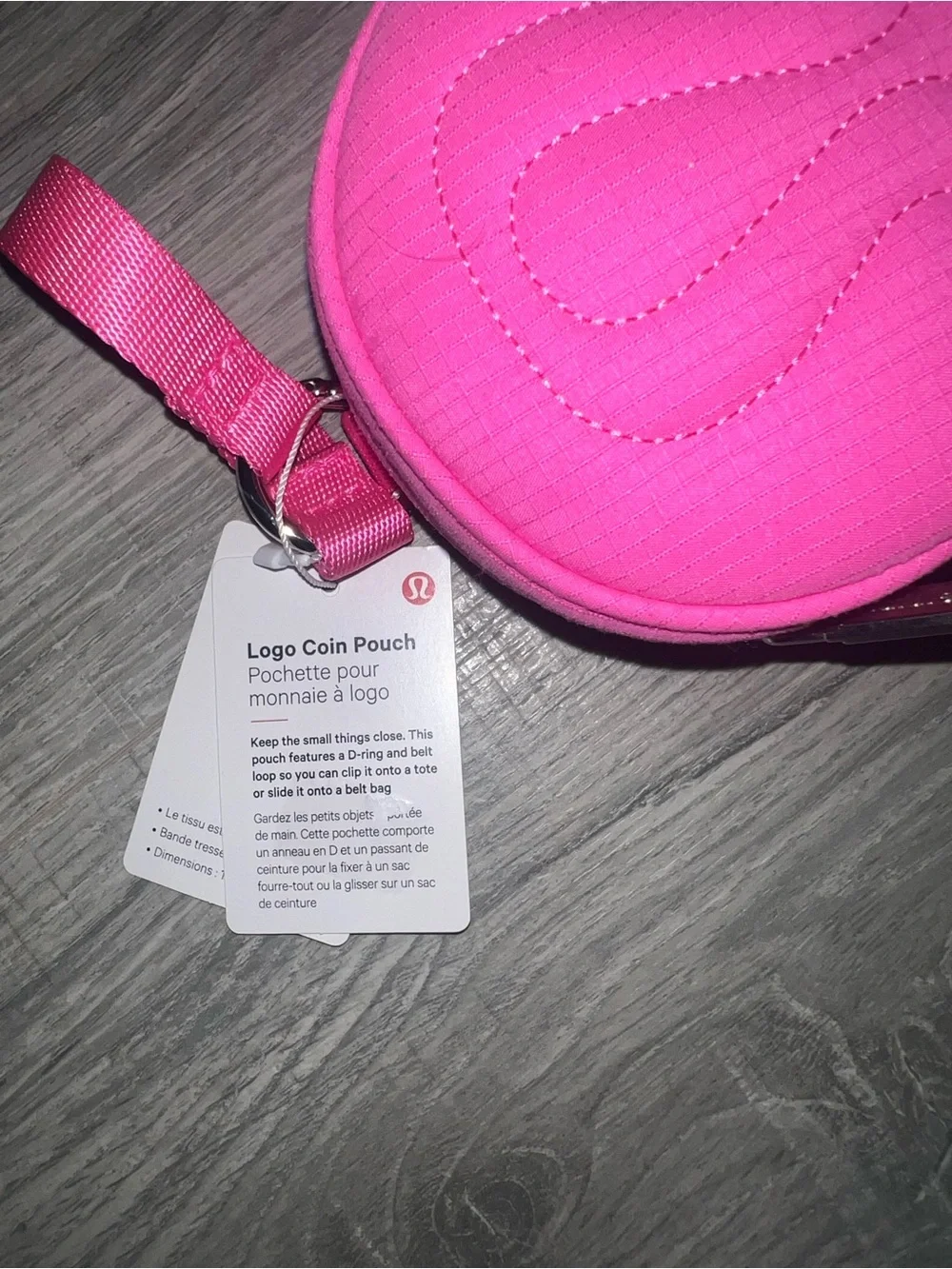 NWT lululemon athletica Bright Pink Round Logo Coin Pouch